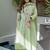 Pista green chanderi silk heavy thread embroidery work kurta pant set