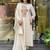 Cream rayon slub heavy thread embroidery work kurta pant set