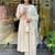 Cream rayon slub heavy thread embroidery work kurta pant set