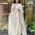 Cream rayon slub heavy thread embroidery work kurta pant set