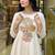 Cream rayon slub heavy thread embroidery work kurta pant set