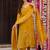Yellow silk printed kurta pant set