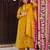 Yellow silk printed kurta pant set