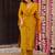 Yellow silk printed kurta pant set
