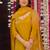Yellow silk printed kurta pant set