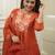 Orange chinon heavy thread embroidery work kurta pant set