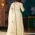 Cream vichitra silk heavy thread embroidery work on sleeve kurta pant set