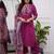 Purple rayon printed kurta pant set