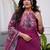 Purple rayon printed kurta pant set