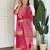 Rani pink viscose blend heavy thread embroidery work with printed dupatta kurta pant set