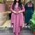 Pink cotton heavy thread embroidery work kurta pant set