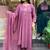 Pink cotton heavy thread embroidery work kurta pant set