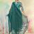 Teal green cotton print with thread embroidery work kurta pant set
