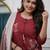 Maroon pure silk heavy thread embroidery work with printed dupatta kurta pant set