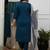 Blue pure silk heavy thread embroidery work with printed dupatta kurta pant set