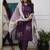 Wine pure silk heavy thread embroidery work with printed dupatta kurta pant set