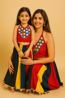 Navratri Mother & Daughter outfit with mirror work. 1