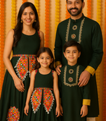 Garba Family Combo outfits with Heart Motif Mirror Work.