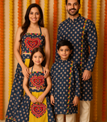 Garba Family Combo outfits with Heart Motif Mirror Work.