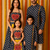 Navratri Family Combo – Navy Blue & Mustard Set with Heart Motif Mirror Work