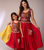 Navratri Mother Daughter Lehenga Set with mirror work