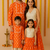 Navratri Family Combo – Orange and Cream Ensemble with mirror work and floral Print Details.