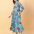 Turquise blue printed cotton long-kurtis
