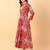 Red printed cotton long-kurtis