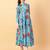 Turquise blue printed cotton long-kurtis