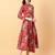 Red printed cotton long-kurtis