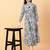 Grey printed cotton long-kurtis