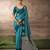 Teal blue  satin silk Blend saree with heavy embroidered silk blend blouse designer party wear saree