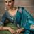 Teal blue  satin silk Blend saree with heavy embroidered silk blend blouse designer party wear saree