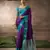 Purple satin silk Blend saree with heavy embroidered silk blend blouse wedding party wear saree