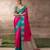 Rani pink  satin silk Blend saree with heavy embroidered silk blend blouse premium festive saree
