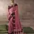 Pink satin silk blend saree with heavy embroidered silk blend blouse bridal party wear saree