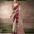 Cream  satin silk Blend saree with heavy embroidered silk blend blouse designer wedding saree
