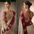 Cream  satin silk Blend saree with heavy embroidered silk blend blouse designer wedding saree
