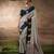 Grey black  satin silk Blend saree with heavy embroidered silk blend blouse elegant party wear