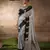 Grey black satin silk Blend saree with heavy embroidered silk blend blouse elegant party wear