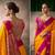 Orange  satin silk Blend saree with heavy embroidered silk blend blouse party & festive wear