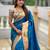 Teal blue color paithani silk woven jacquard jari designer ethnic saree