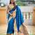 Teal blue color paithani silk woven jacquard jari designer ethnic saree