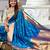 Teal blue color paithani silk woven jacquard jari designer ethnic saree