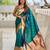 Rama color paithani silk woven jacquard jari designer ethnic saree