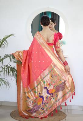 Gajri paithani silk blend saree with festive looks 2
