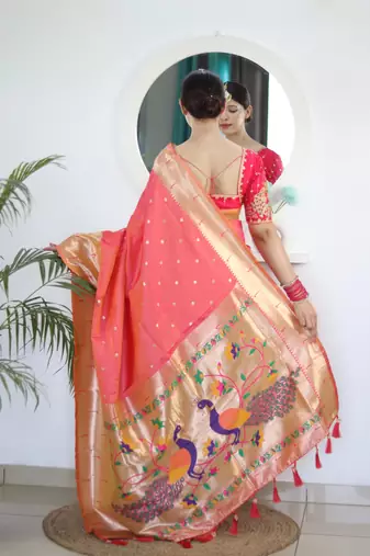 Gajri paithani silk blend saree with festive looks
