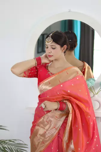 Gajri paithani silk blend saree with festive looks
