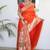 Orange color paithani silk saree with beautiful festive looks