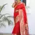 Red color paithani silk saree with beautiful festive looks